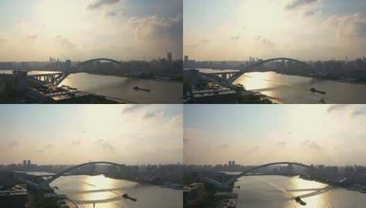 上海卢浦大桥日落高清在线视频素材下载