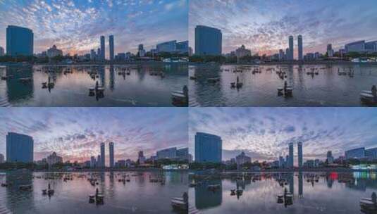 南昌秋水广场双子大厦延时摄影高清在线视频素材下载