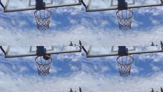篮球投进篮球框高清在线视频素材下载