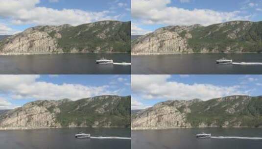 湖泊中的游览船高清在线视频素材下载