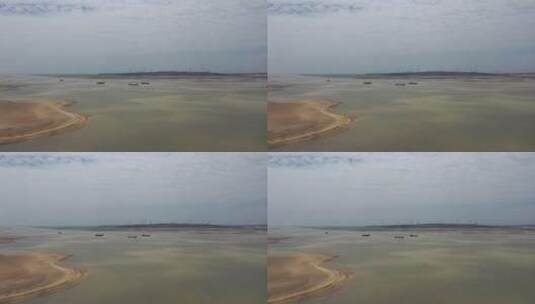 鄱阳湖枯水季航道航拍高清在线视频素材下载