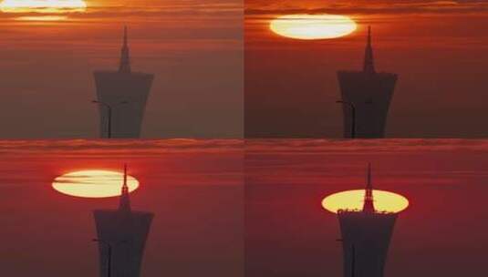 广州塔穿日日落-3高清在线视频素材下载