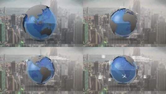 4k全球通讯旅行地球旋转数字动画背景视频高清在线视频素材下载