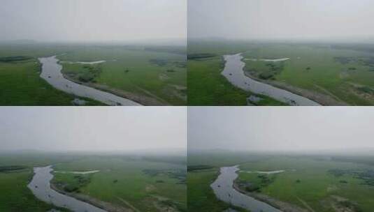 内蒙古锡林郭勒盟乌拉盖草原航拍高清在线视频素材下载