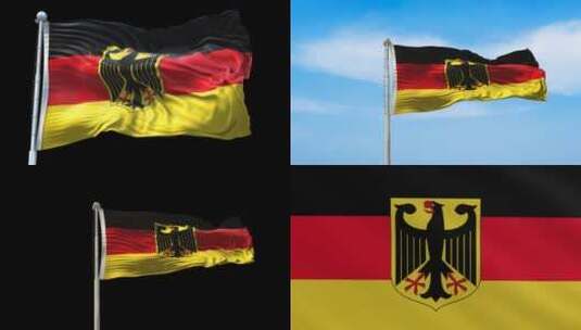 德国国旗旗帜标志logo带通道高清在线视频素材下载