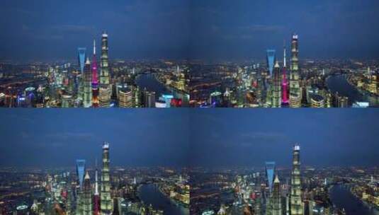 上海中心大厦夜景航拍高清在线视频素材下载