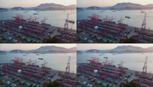韩国物流内河航运釜山港高清在线视频素材下载