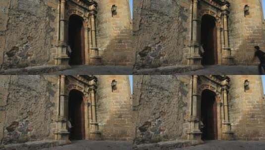 城堡建筑教堂门廊特写高清在线视频素材下载