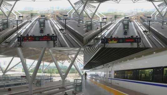 高铁进出广州南站实拍合集高清在线视频素材下载