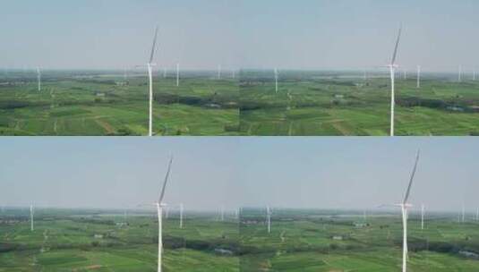 4k 航拍乡村农田机械能风力发电机高清在线视频素材下载