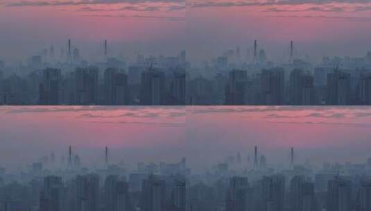上海日出日落航拍 带城市建筑剪影高清在线视频素材下载