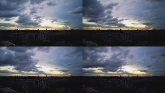 黄昏时云朵的航拍延时摄影高清在线视频素材下载