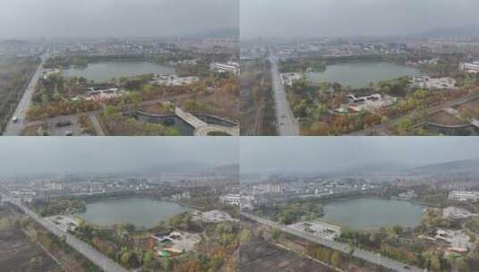 航拍山亭城市空镜高清在线视频素材下载