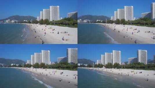 广东惠州巽寮湾风光海滩游客游玩B高清在线视频素材下载