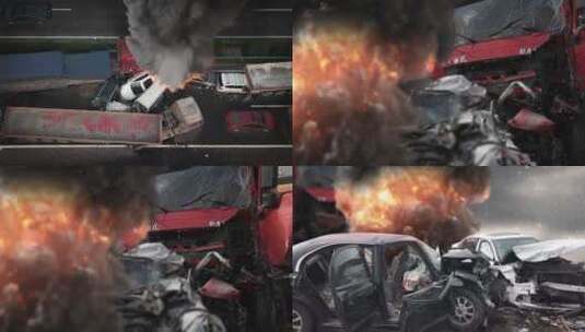 交通事故爆炸瞬间高清在线视频素材下载