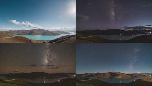 西藏羊卓雍措星空银河延时高清在线视频素材下载