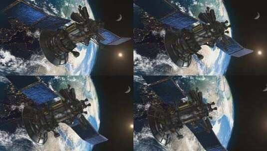 卫星绕地球运行的特写镜头4K高清在线视频素材下载
