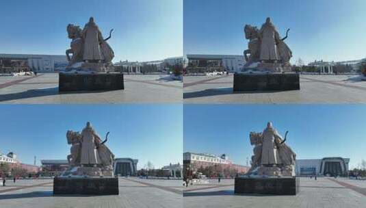 内蒙古呼伦贝尔额尔古纳哈萨尔广场高清在线视频素材下载