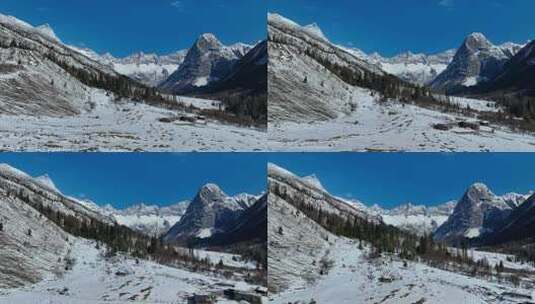 航拍阿坝四姑娘山双桥沟景区雪山群峰风光高清在线视频素材下载