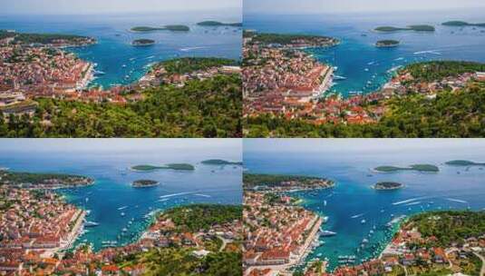 沿海地中海城市小镇航拍高清在线视频素材下载