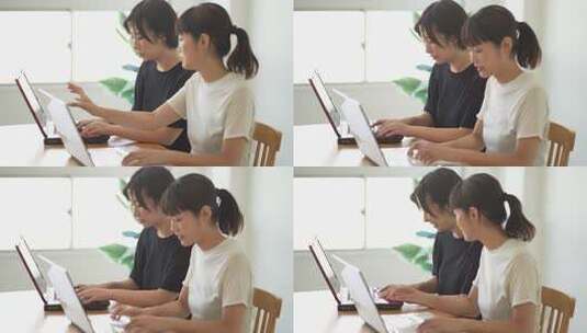 两个女人在练习盲打高清在线视频素材下载