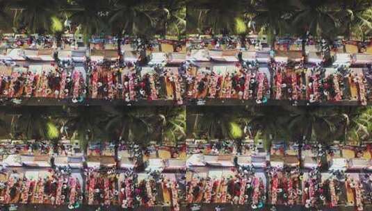 海南大学南门小吃一条街夜景航拍高清在线视频素材下载