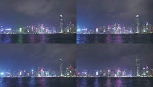 香港沿海夜景维多利亚港延时摄影高清在线视频素材下载
