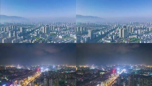江西省九江市城区日转夜航拍延时高清在线视频素材下载