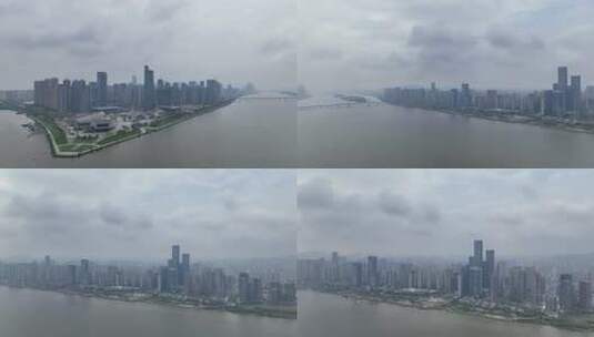 湘江浏阳河交汇口航拍高清在线视频素材下载