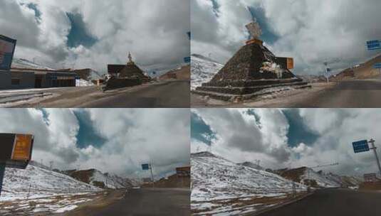 西藏旅游风光318国道车窗外东达山风景高清在线视频素材下载
