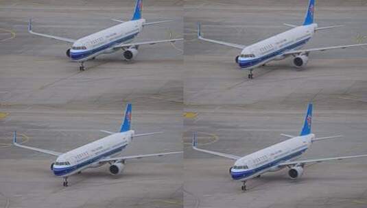 中国国际货运飞机在浦东机场跑道滑行高清在线视频素材下载