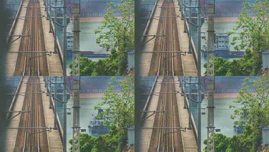 长江铁路轮船高清在线视频素材下载