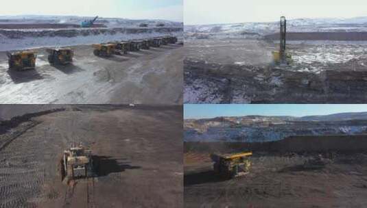 露天煤矿机械设备航拍高清在线视频素材下载