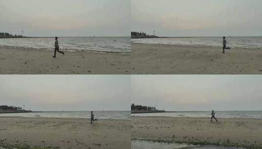 海边奔跑的少年高清在线视频素材下载