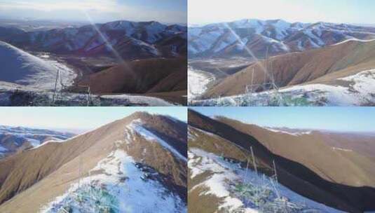 4K西藏5200雪山顶特高压立塔建设04高清在线视频素材下载