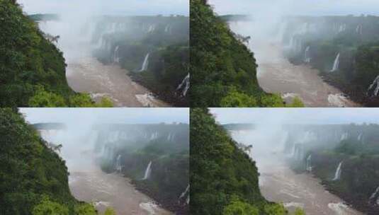 暴雨过后的林中瀑布河流高清在线视频素材下载