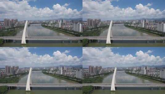 江西赣州飞龙大桥航拍高清在线视频素材下载