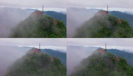 南五台山 钟南山 秦岭 云海 蓝天白云 穿云高清在线视频素材下载