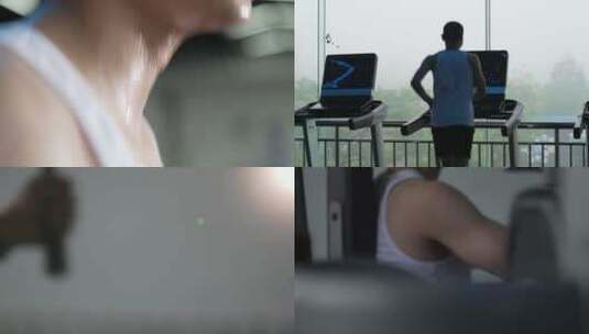 跑步机运动健康肌肉男人高清在线视频素材下载