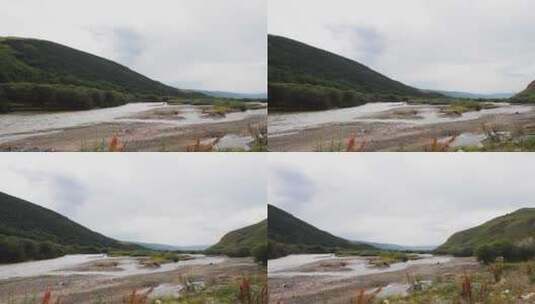 高原上的河边水流高清在线视频素材下载
