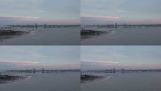 福建泉州湾泉州湾大桥交通航拍高清在线视频素材下载
