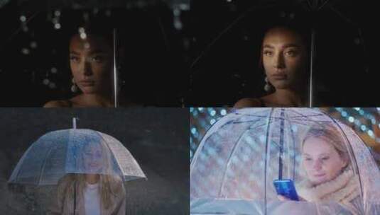 【合集】下雨天户外 雨中撑伞高清在线视频素材下载
