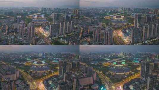 义乌城市夜景航拍延时高清在线视频素材下载