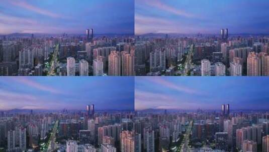 夕阳余晖下的昆明城高清在线视频素材下载