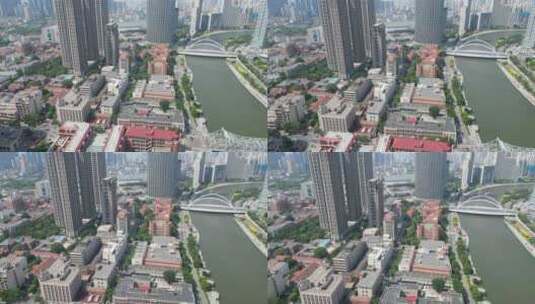 天津城市建设海河风光航拍高清在线视频素材下载