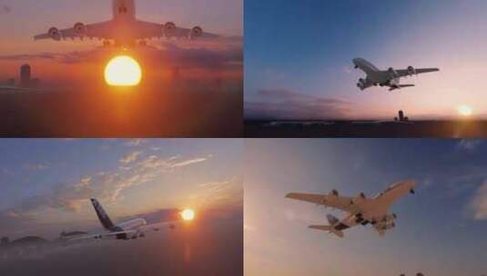 飞机起飞 飞机飞过天空高清在线视频素材下载