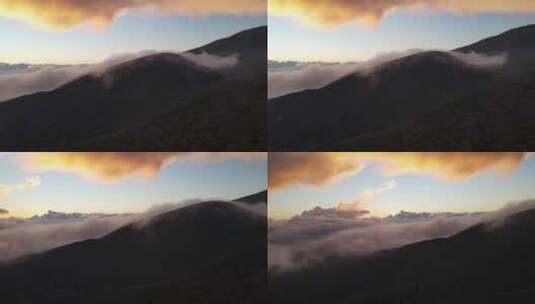高山上霞光与彩色云雾高清在线视频素材下载