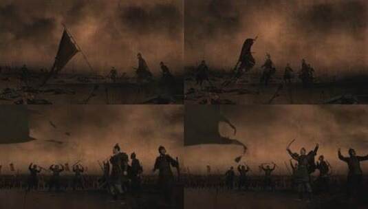 古代边疆战士战场胜利欢呼的动画视频高清在线视频素材下载