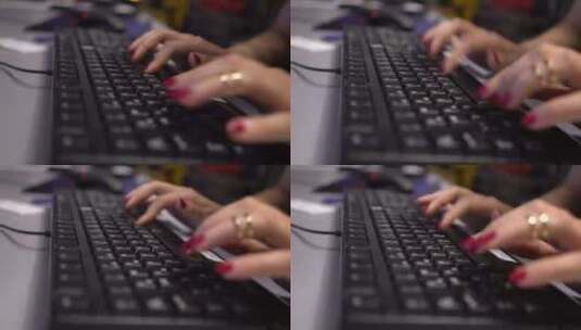 女孩敲键盘特写时尚女孩高清在线视频素材下载