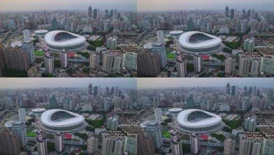 上海_上海东亚体育文化中心_航拍延时002高清在线视频素材下载